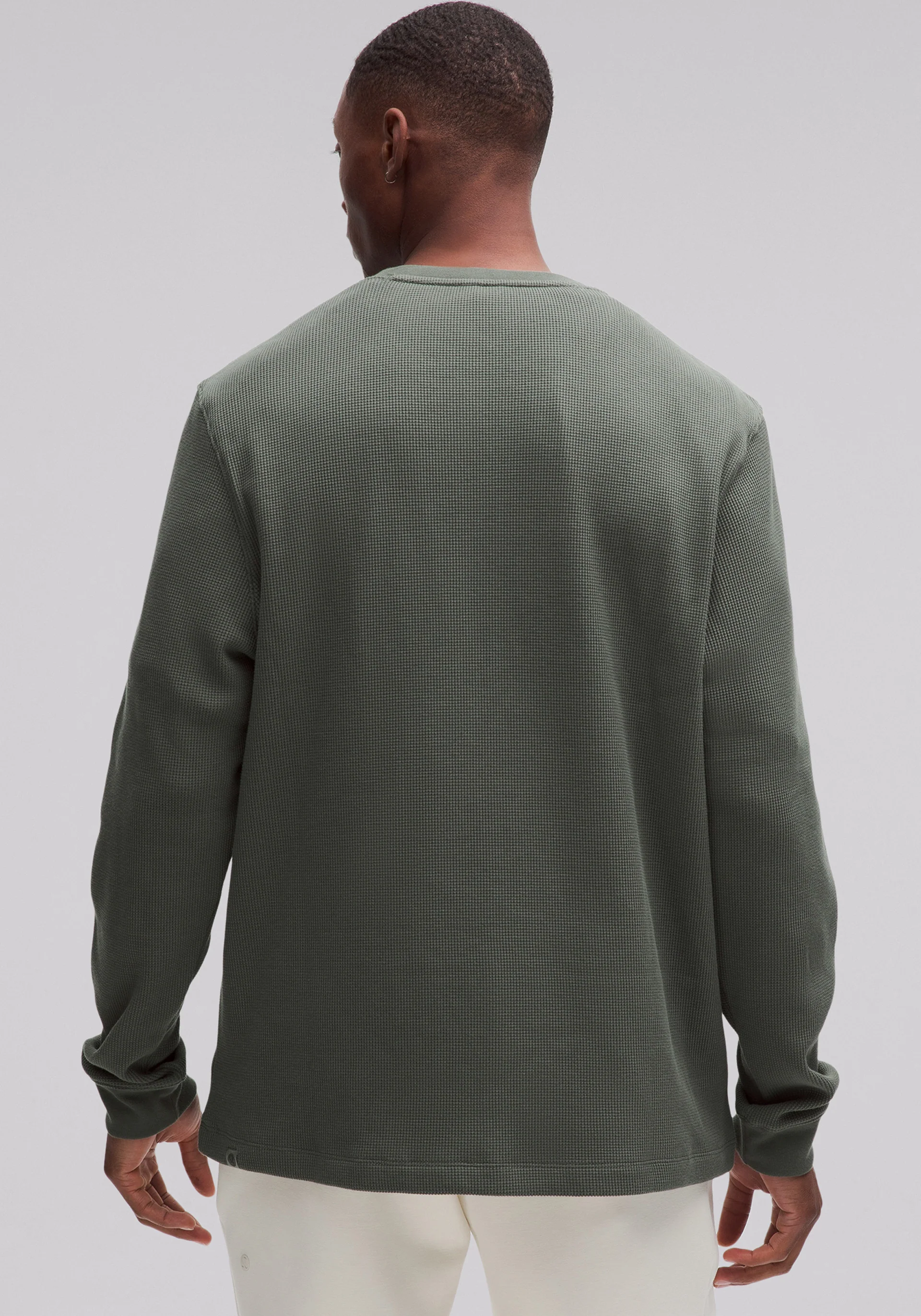 Cotton-Blend Waffle Knit Long-Sleeve Shirt - Image 2