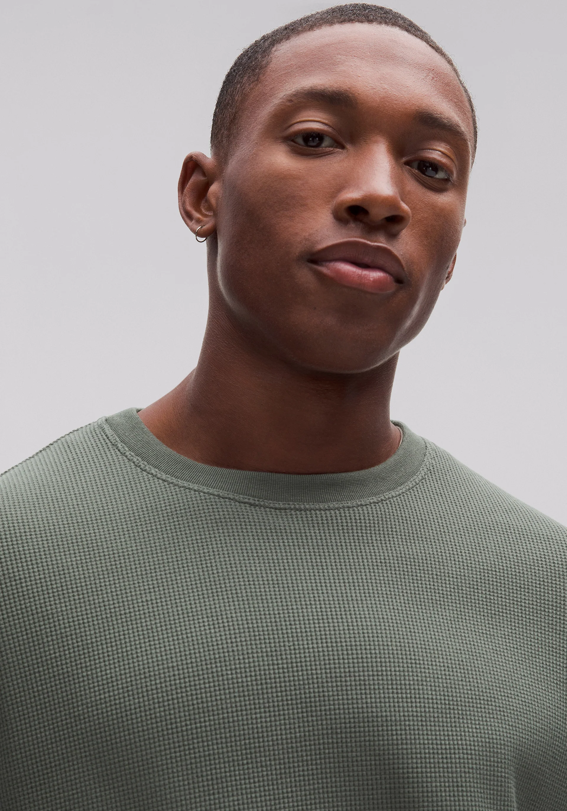 Cotton-Blend Waffle Knit Long-Sleeve Shirt - Image 3