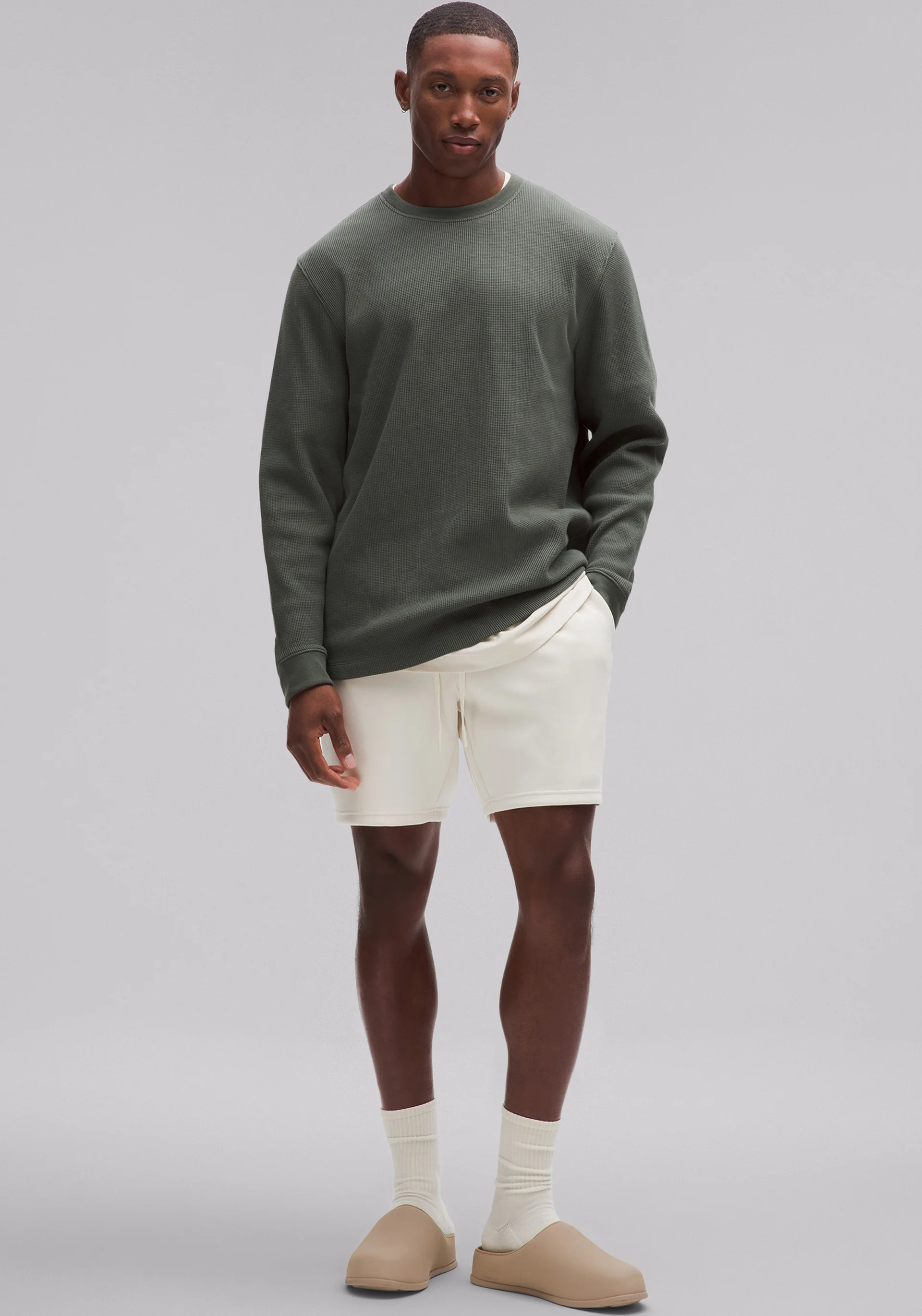 Cotton-Blend Waffle Knit Long-Sleeve Shirt - Image 5
