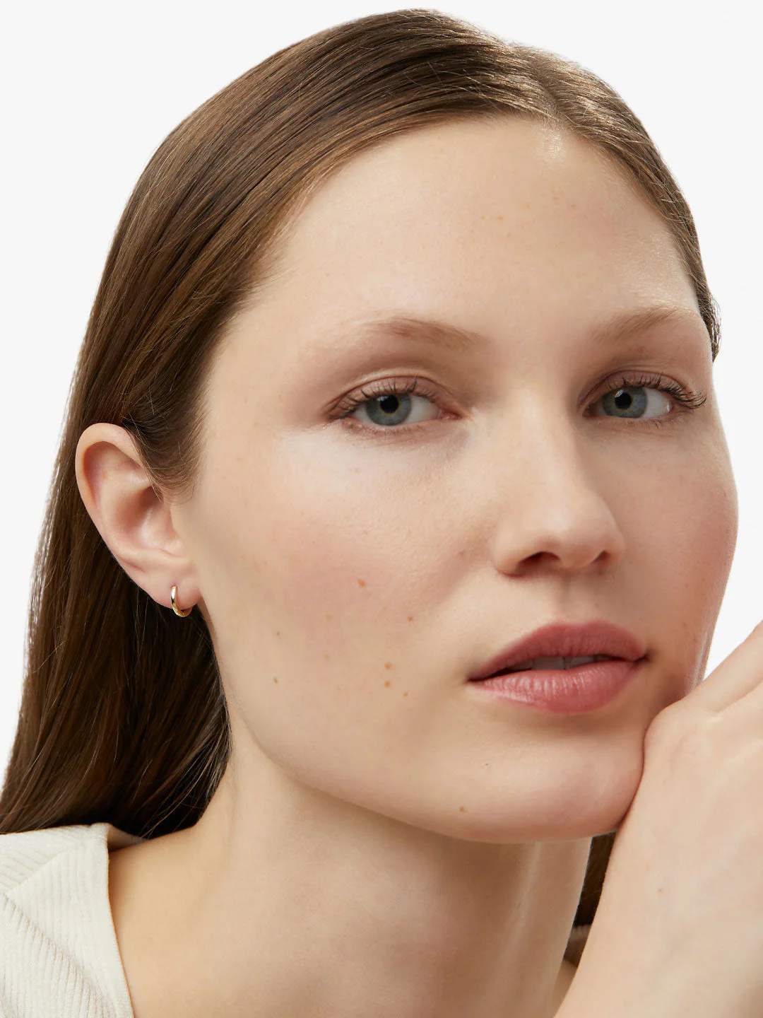 Gold Huggie Hoop Earrings - Image 5