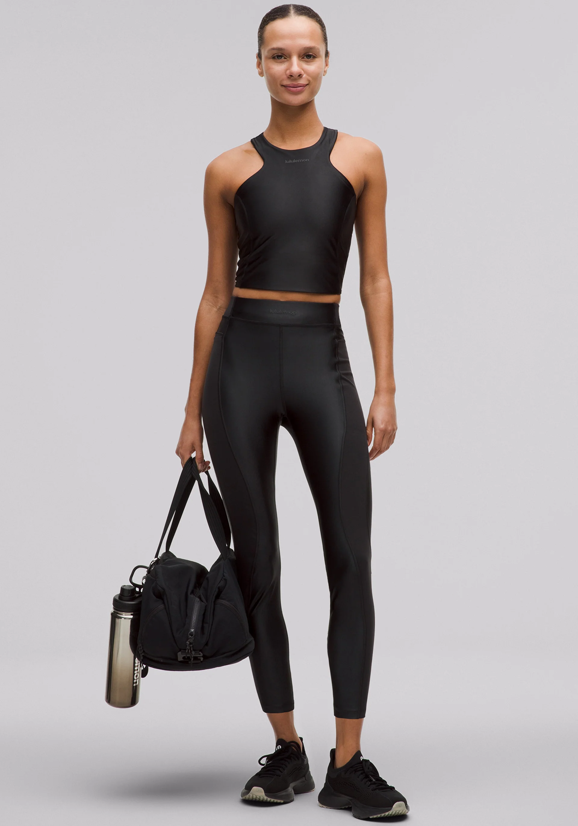 Satin Shine Panelled High-Rise Tight 25" | Wordmark - Image 5