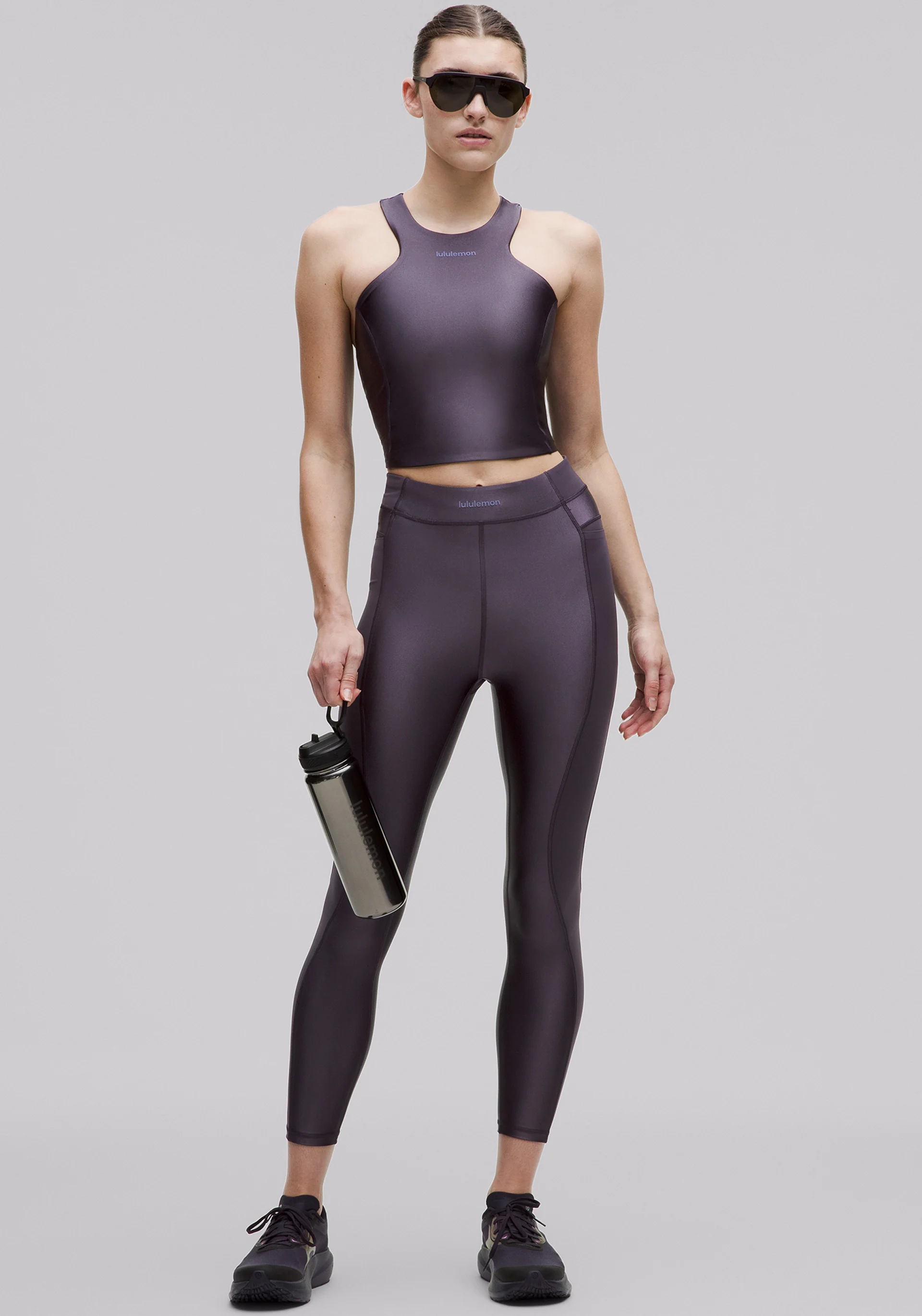 Satin Shine Panelled High-Rise Tight 25" | Wordmark - Image 7