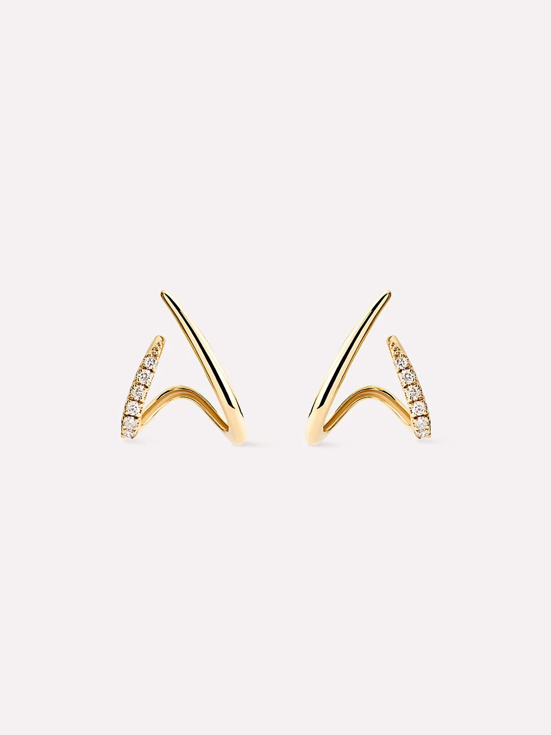 Solid Yellow Gold - Diamond Aurora Huggie Studs