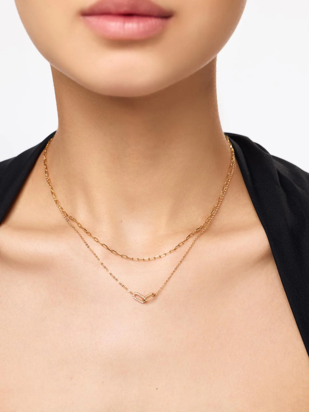 Diamond Link Necklace - Solid Yellow Gold - Image 2