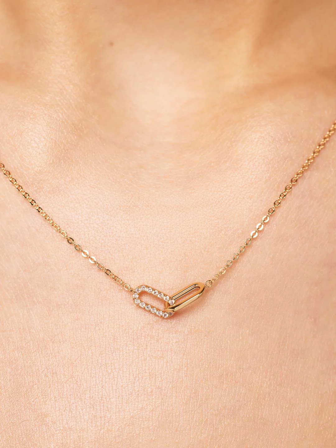 Diamond Link Necklace - Solid Yellow Gold - Image 3