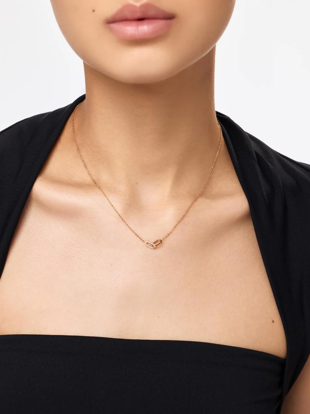 Diamond Link Necklace - Solid Yellow Gold - Image 4