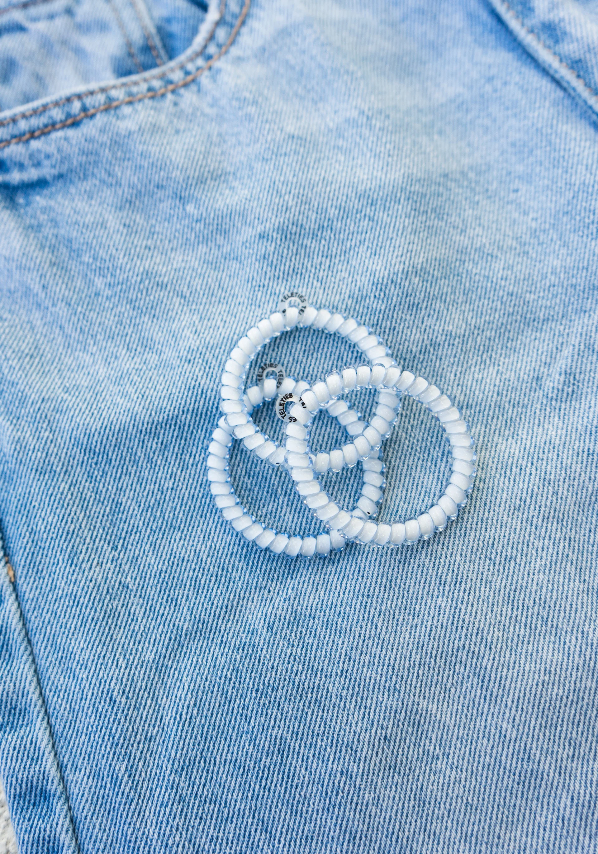 Washed Denim Large Hair Ties - 3 Pack - Image 4