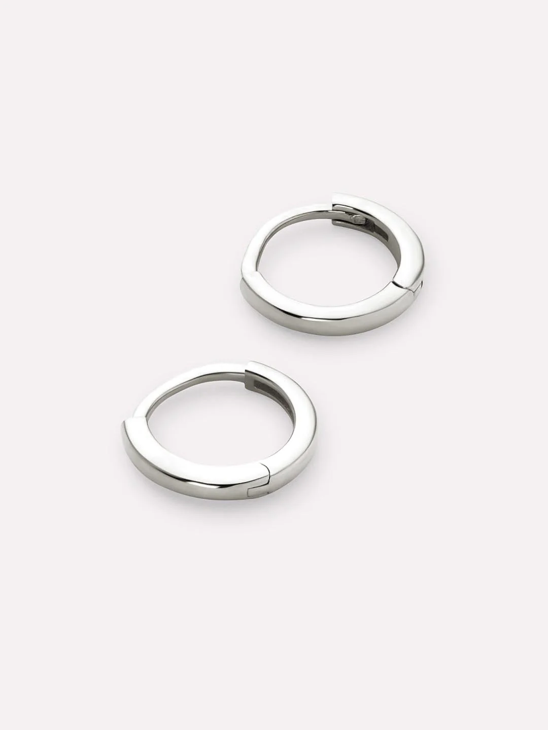White Huggie Gold Hoop Earrings - Image 4